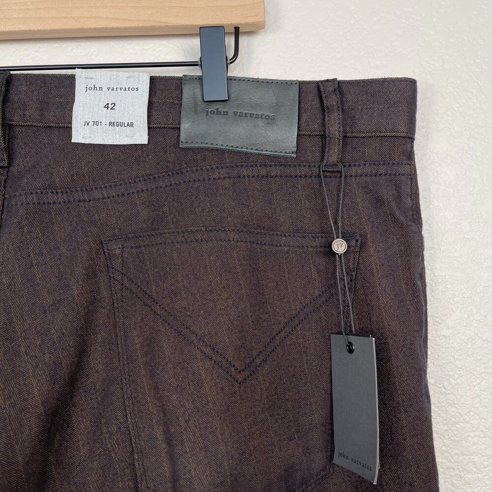 John Varvatos JV 701 Regular Fit Straight Leg Brown Stripe Pants 42 NWT - Picture 8 of 13